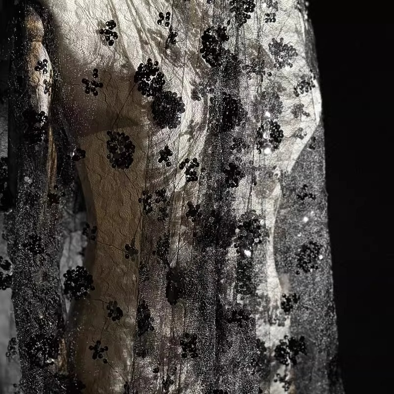 Embroidery Net Dress - Kant Bloem Borduren Lovertjes Mesh Stof