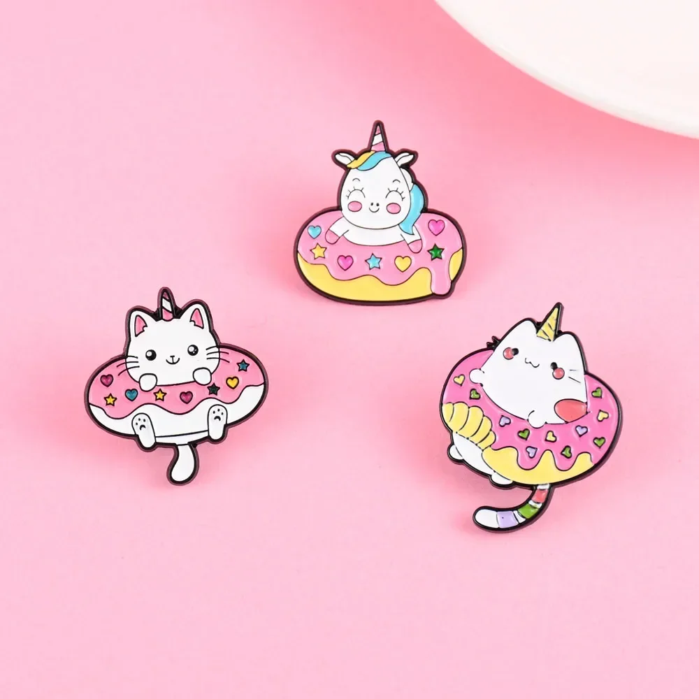 Embroidery Unicorn - Elviragirl 1 Stuks Leuke Donut Kat
