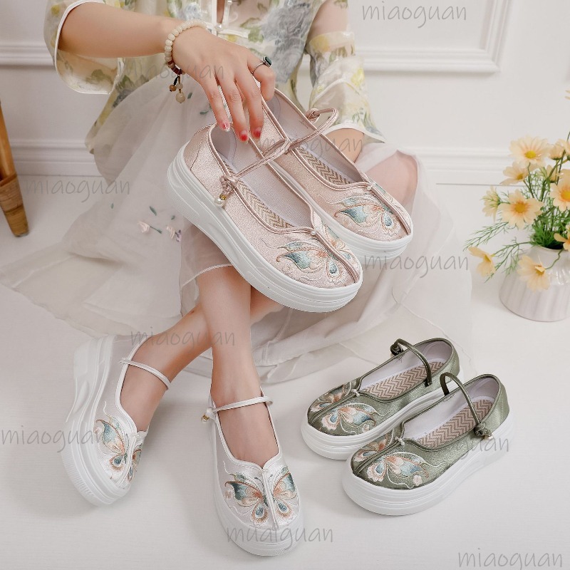 Embroidery Style - Dames Chinese stijl geborduurde platform Mary