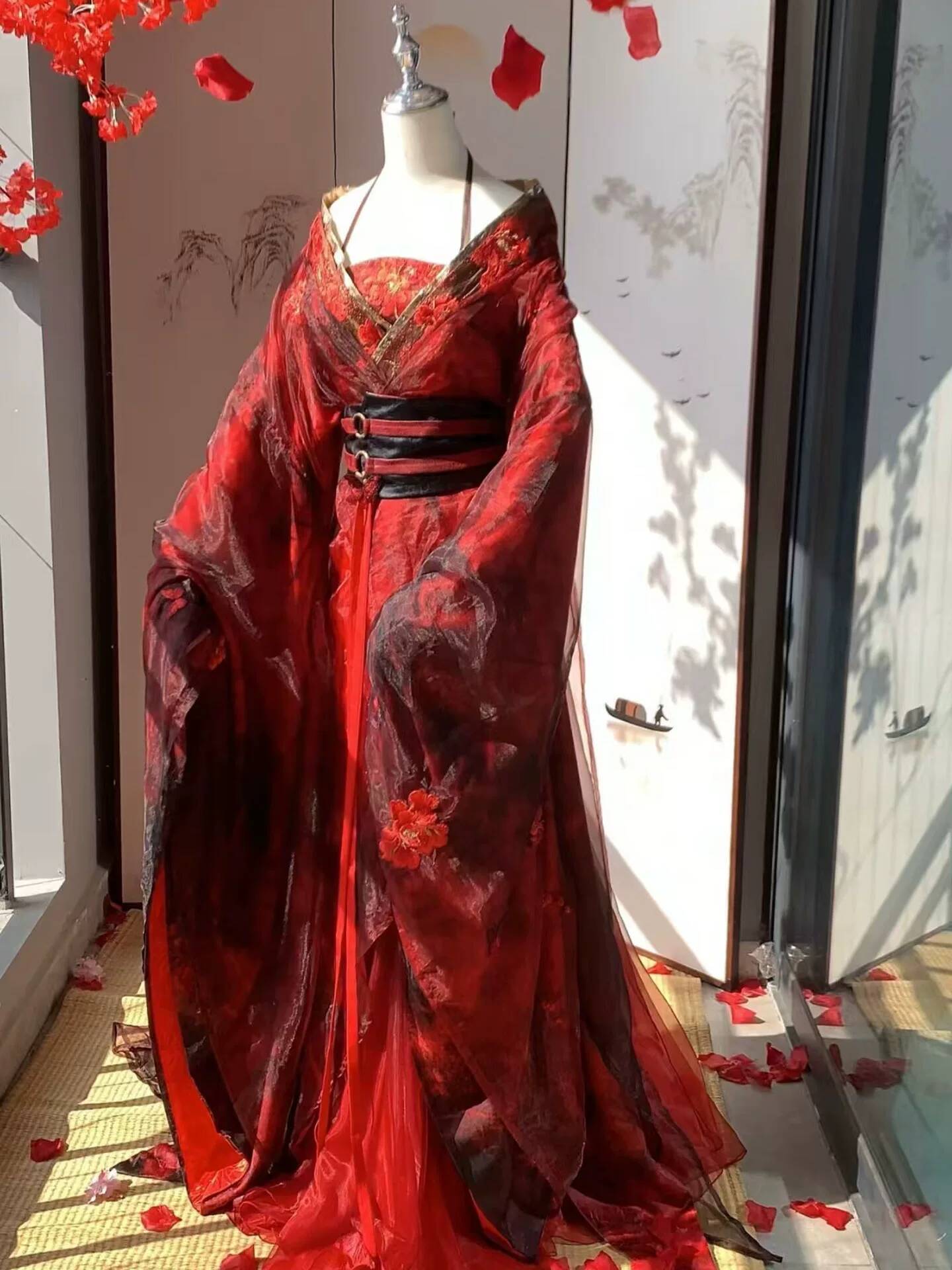Embroidery Style - Nieuwe Datura Rode Hanfu Vrouwen Oude