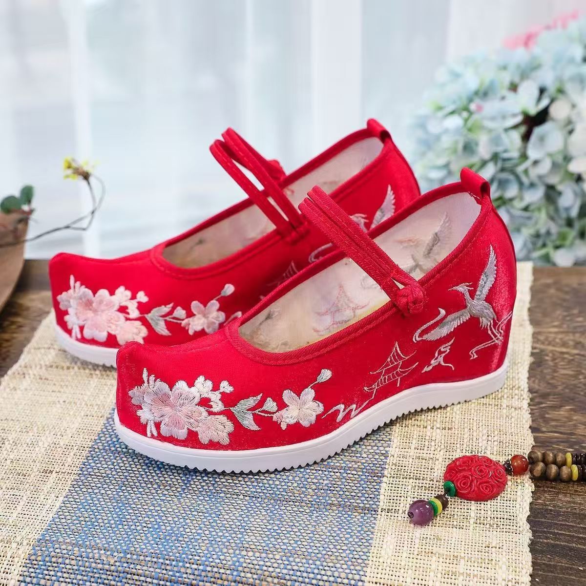 Embroidery Style - Vrouwen verhoogde interne geborduurde schoenen dikke