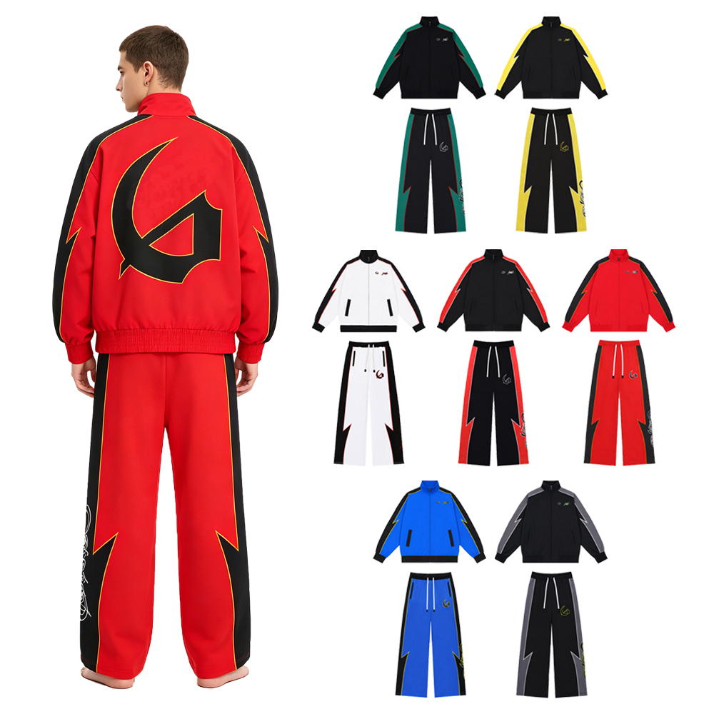 Embroidery Style - Y2k streetwear herensets tweedelig sporttrainingspak met
