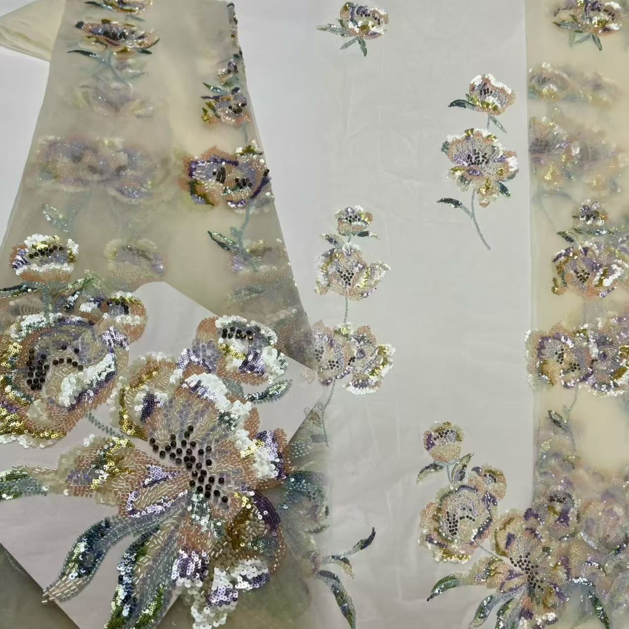 Embroidery Net Dress - Nieuwe aanwinst Nigeriaanse kantstof, hoogwaardige bloemenborduurwerk