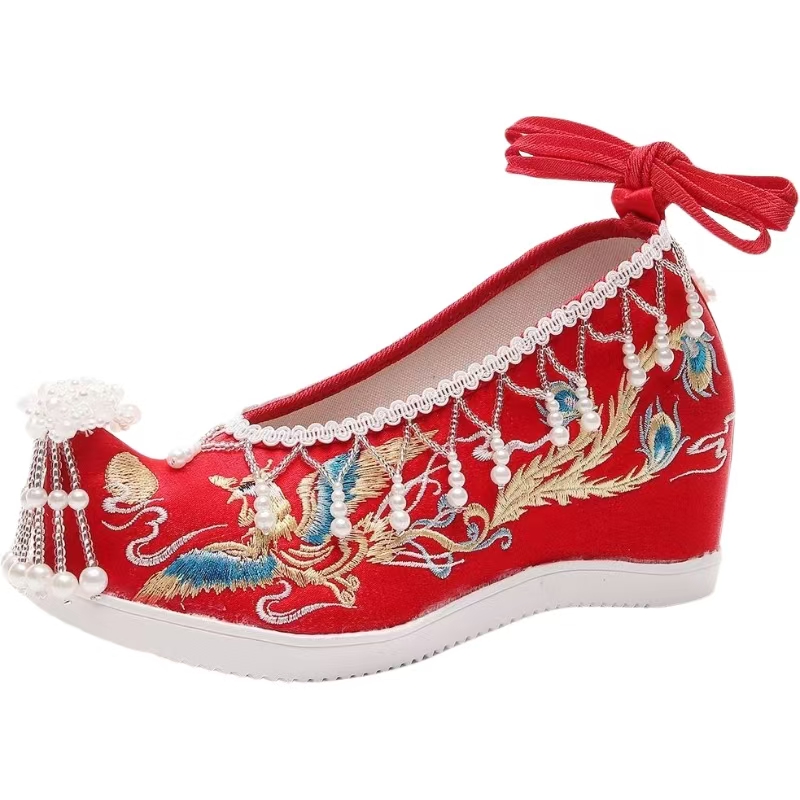 Embroidery Style - Vrouwen Nieuwe Rode Geborduurde Trouwschoenen Etnische