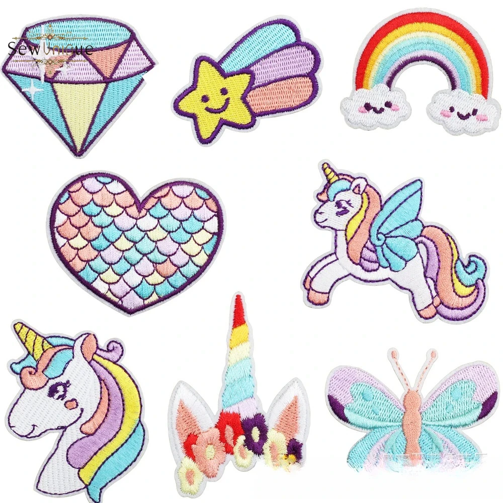 Embroidery Unicorn - Eenhoorn Corolla borduurdoek sticker fantasie vliegend