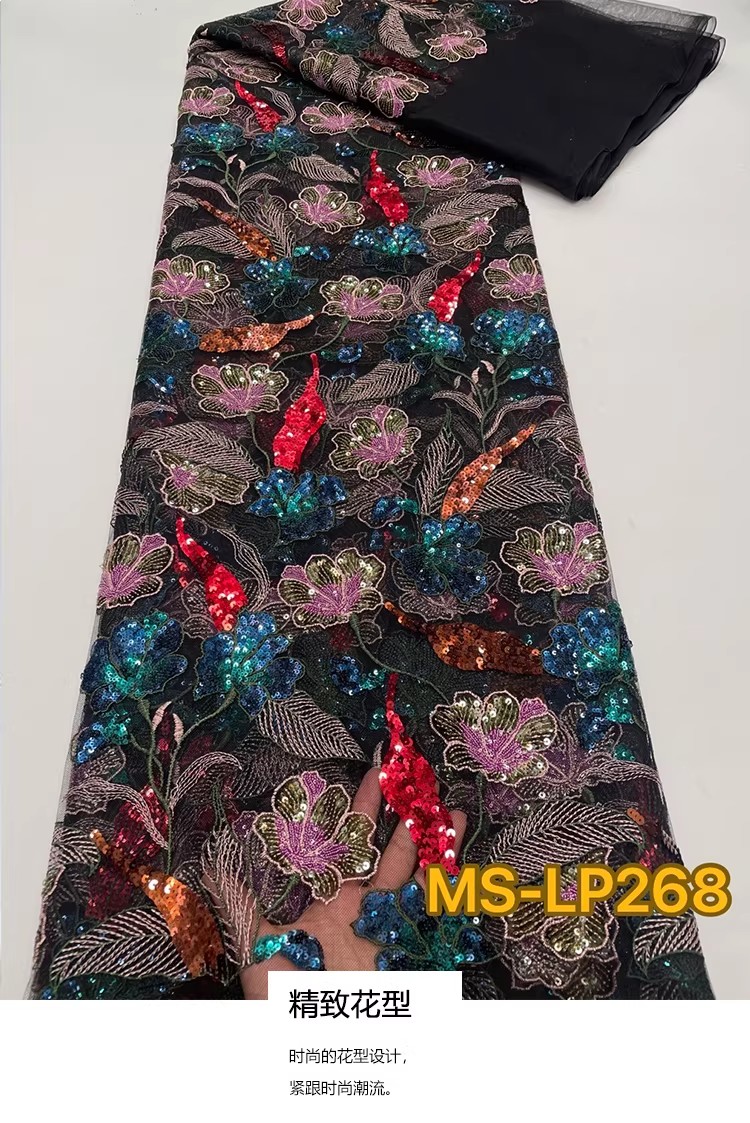 Embroidery Net Dress - 1yard luxe dubbele kleur kraal bloem